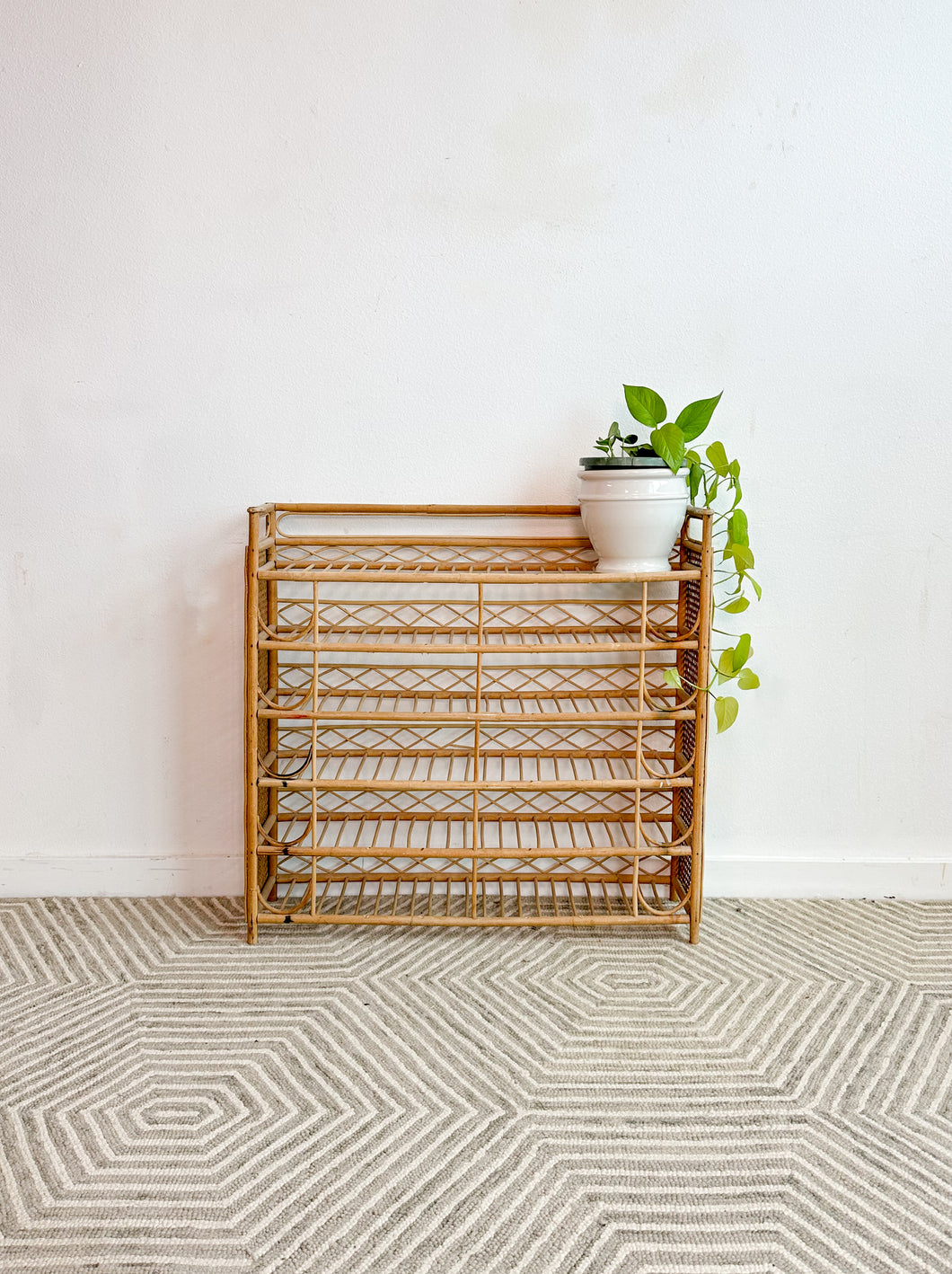 Bamboo and Cane Wine Rack Shelf