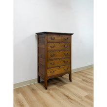 Load image into Gallery viewer, Antique Oak Dresser Five Drawer Tallboy Chest of Drawers Bedroom Furniture
