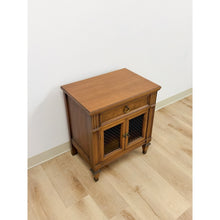 Load image into Gallery viewer, MCM Transitional Nightstand with Iron Grate Doors Single Drawer Vintage Ornate
