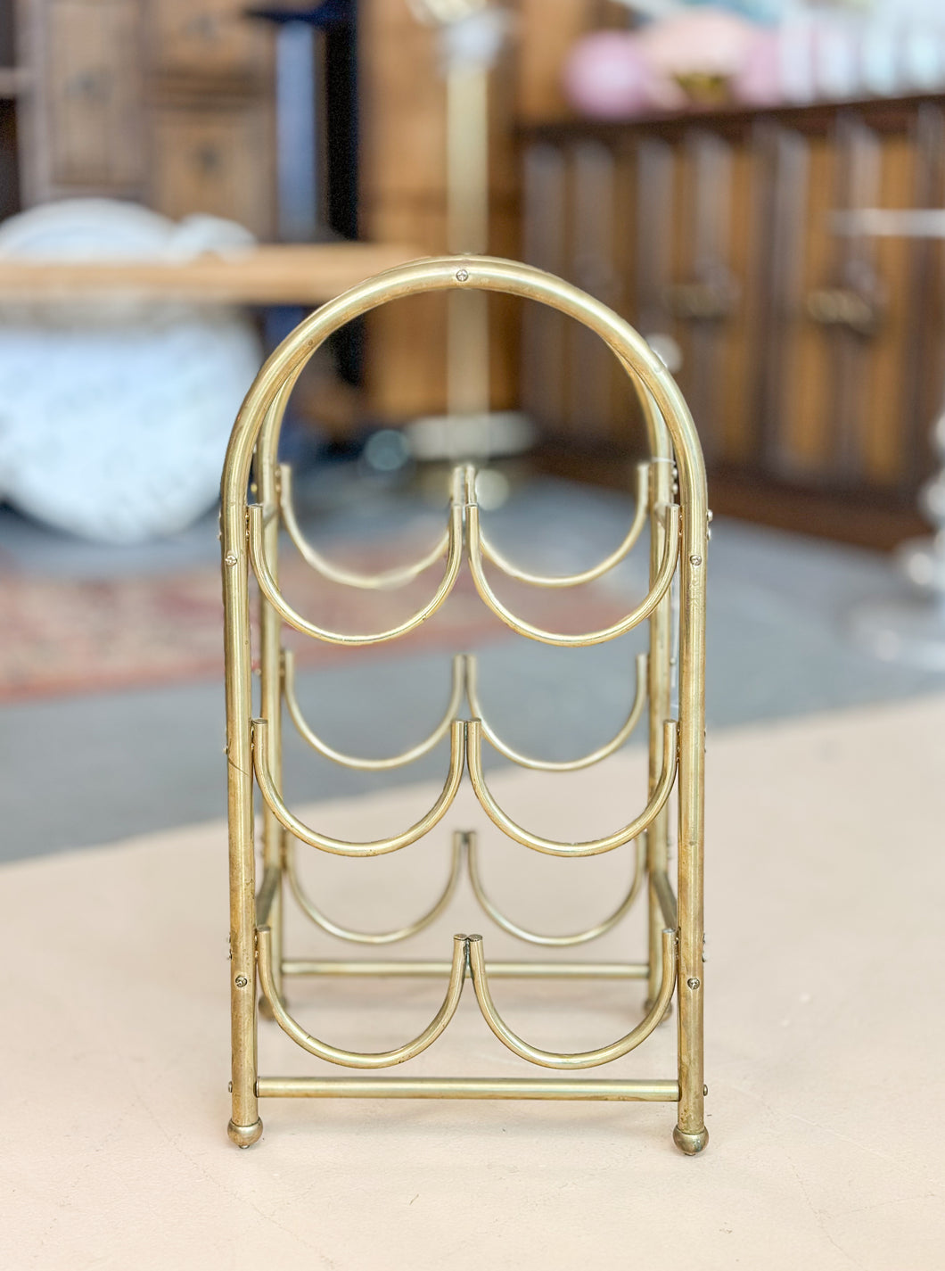 Arched Brass Wine Rack
