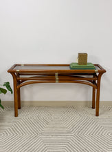 Load image into Gallery viewer, Mid Century Wood and Brass Console Table
