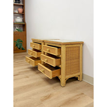 Load image into Gallery viewer, Henry Link Wicker 3-Drawer Pair of Nightstands Vintage Coastal Hollywood Regency
