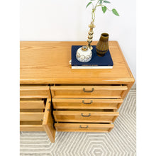 Load image into Gallery viewer, Broyhill Dresser with Burlwood Inlay 12-Drawer Vintage MCM Dresser Brass Handles
