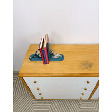 Load image into Gallery viewer, Dixie MCM 8-Drawer Natural Wood Dresser White Fronts Vintage 64" Wide
