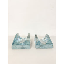 Load image into Gallery viewer, Blenko Arched Curved Translucent Glass Bookends Vintage Art Glass Pair
