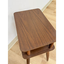 Load image into Gallery viewer, Vintage End Tables MCM Atomic Two-Tier Wood Laminate Pair Retro Accent
