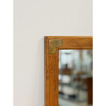 Load image into Gallery viewer, Vintage MCM Dixie Act II Walnut Mirror, Brass Details Wall Accent Campaign Style
