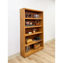 Load image into Gallery viewer, Vintage MCM Nature Light Oak Bookshelf, Five Shelf with Rounded Edges, Rustic
