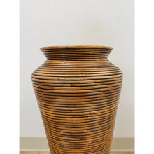 Load image into Gallery viewer, Pencil Reed Rattan Gabriella Crespi Style Tall Vase Vintage Coastal Boho MCM
