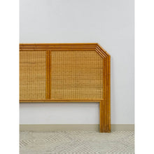 Load image into Gallery viewer, Vintage Bamboo Wicker Queen Headboard Coastal Hollywood Regency MCM
