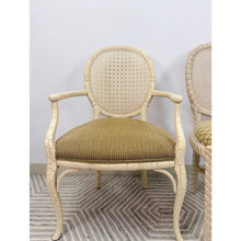 Load image into Gallery viewer, Set of 6 Vintage Cane Dining Chairs Coastal Chic w/ Captains Chairs Hollywood
