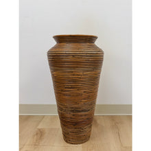Load image into Gallery viewer, Pencil Reed Rattan Gabriella Crespi Style Tall Vase Vintage Coastal Boho MCM
