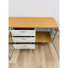 Load image into Gallery viewer, Modern MCM Wood Glass Metal Sideboard Credenza White Natural Frosted Glass
