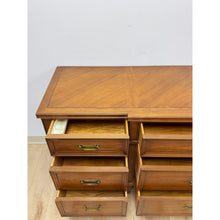 Load image into Gallery viewer, Vintage Dresser Drexel Transitional MCM Nine Drawer Lowboy Brass Handles
