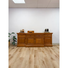 Load image into Gallery viewer, Antique Style Oak Office Credenza with Locking Doors and Finished Back
