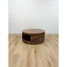 Load image into Gallery viewer, Pencil Reed Rattan Burlwood Inlay Round Coffee Table Gabriella Crespi Style Rare
