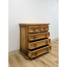 Load image into Gallery viewer, Mexican Solid Pine Five Drawer Dresser Wrought Iron Pulls Rustic Farmhouse Chest
