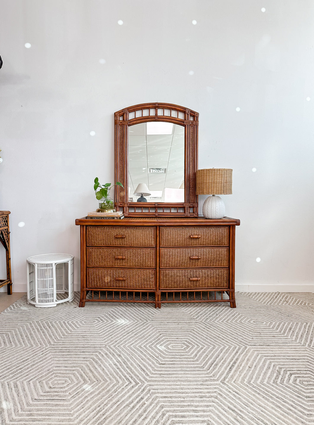 6 Drawer Rattan Dresser