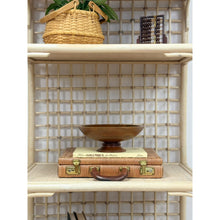 Load image into Gallery viewer, Vintage Arched Blonde Rattan Lattice Etagere Coastal Boho Hollywood Regency
