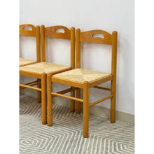 Load image into Gallery viewer, Hank Lowenstein Style Blonde Rush Seat Dining Chair Set of Four MCM
