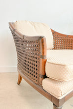 Load image into Gallery viewer, Cane Faux Bamboo Barrel Chair
