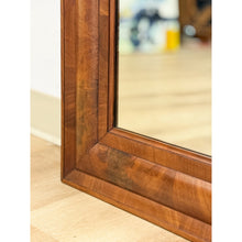 Load image into Gallery viewer, Vintage MCM Walnut Burlwood Tiger Oak Wall Mirror Antique Frame Hanging Mirror
