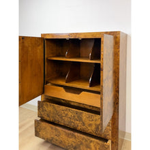 Load image into Gallery viewer, Vintage John Stuart MCM Burlwood Tallboy Armoire, Drawers and Doors, Collectable
