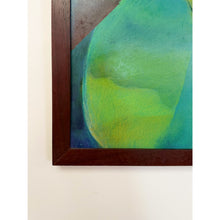 Load image into Gallery viewer, Framed Original Abstract Acrylic Painting Teal Green Still Life Art, Wood frame
