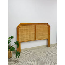 Load image into Gallery viewer, Vintage Bamboo Wicker Queen Headboard Coastal Hollywood Regency MCM
