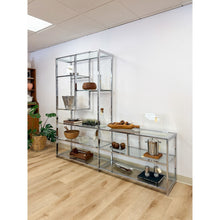 Load image into Gallery viewer, Rare Milo Baughman Style Chrome Glass Etagere Display Shelf Vintage MCM Shelving
