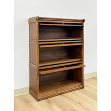 Load image into Gallery viewer, Vintage Bookcase Three Stack Oak Barrister Glass Door Traditional Shelf
