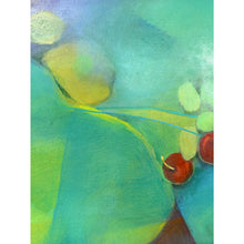 Load image into Gallery viewer, Framed Original Abstract Acrylic Painting Teal Green Still Life Art, Wood frame
