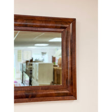 Load image into Gallery viewer, Vintage MCM Walnut Burlwood Tiger Oak Wall Mirror Antique Frame Hanging Mirror
