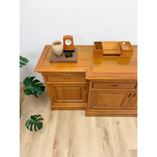 Load image into Gallery viewer, Antique Style Oak Office Credenza with Locking Doors and Finished Back
