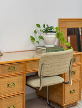 Load image into Gallery viewer, Vintage Bamboo and Wicker Desk
