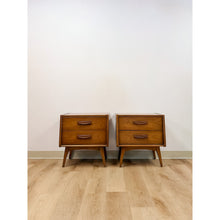 Load image into Gallery viewer, Vintage United MCM Nightstands Collectible Retro Walnut Bedside Tables w Drawers
