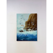 Load image into Gallery viewer, Original Seaside Oil Painting Seagulls Cliffs, Signed N. Gibbs Art, Coastal

