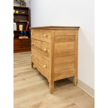 Load image into Gallery viewer, Primitive Scrubbed Pine Three Drawer Dresser Dovetail Porcelain Knobs Vintage
