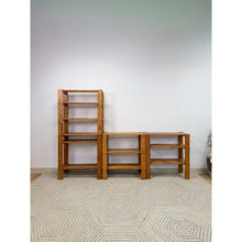 Load image into Gallery viewer, Vintage Modular Pine 4-Piece Shelf Unit Rustic Stackable Bookcase Organic Modern
