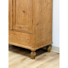 Load image into Gallery viewer, Antique European Pine Wardrobe Two Door Armoire Turned Feet, Natural Wood
