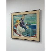 Load image into Gallery viewer, The Boatman Original Oil Painting Signed M.W. Picchi Couple Boat Nautical Art

