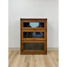 Load image into Gallery viewer, Vintage Bookcase Three Stack Oak Barrister Glass Door Traditional Shelf
