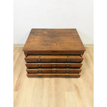 Load image into Gallery viewer, Antique Hamilton Printing Cabinet, Four Drawer Dark Oak Wood Dresser Collectable
