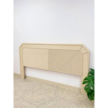 Load image into Gallery viewer, Vintage Pencil Reed Beige King Headboard Coastal Boho Hollywood Regency
