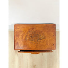Load image into Gallery viewer, Vintage Mini Dresser Tiger Engraved Top Three Drawer Transitional Primitive
