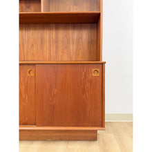 Load image into Gallery viewer, MCM Teak 2 Piece China Cabinet Sliding Doors Shelves Vintage Buffet Storage
