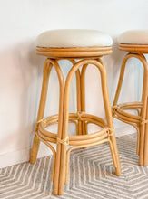 Load image into Gallery viewer, Pair of Rattan Swivel Barstools
