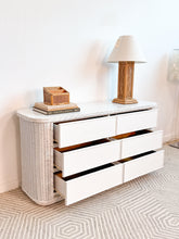 Load image into Gallery viewer, White Curved Wicker Dresser
