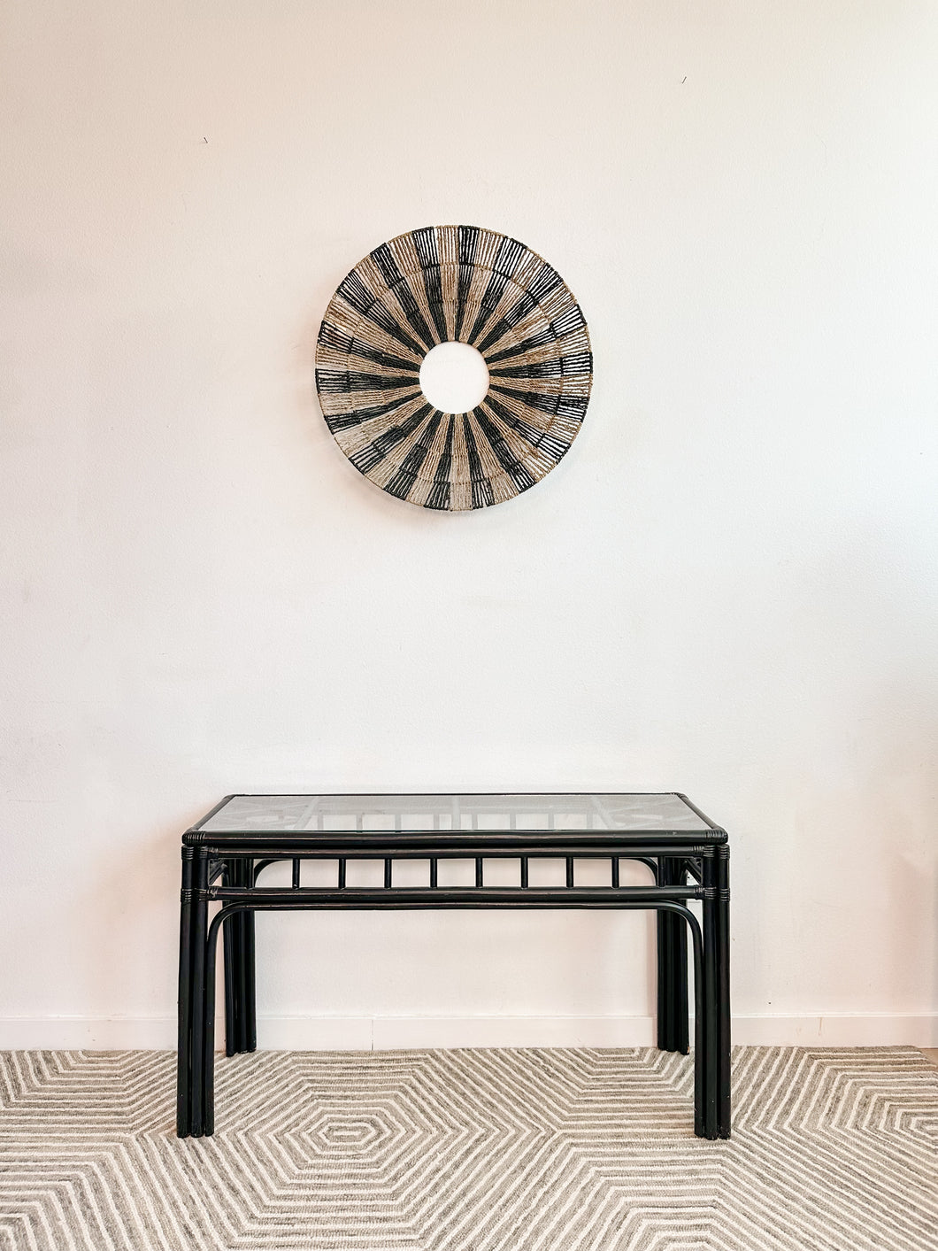 Black Rattan Console Table