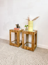 Load image into Gallery viewer, Pair of Bamboo Mirrored End Tables
